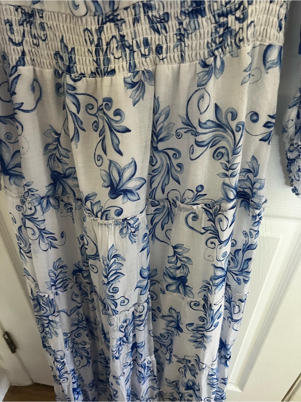 MSK White Maxi Dress with Blue Floral Print - Picture 5 of 8